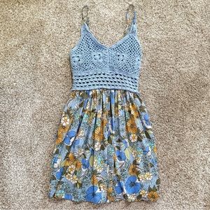 Blue Floral & Lace Sundress